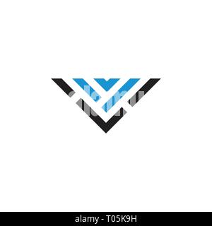 letter v simple stripes triangle line geometric logo Stock Vector