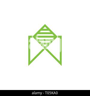 letters mw stripes line geometric logo vector Stock Vector