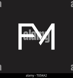 letters fm simple linked geometric line logo vector Stock Vector