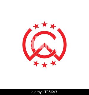 letters cw linked stars logo vector Stock Vector