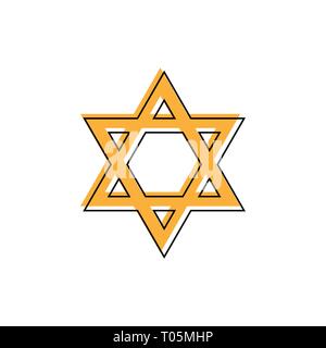 Star of David. Hexagram sign. Symbol of Jewish identity and Judaism. Simple flat orange illustration Stock Vector