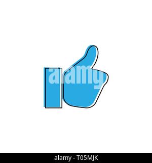 Thumb Up vector icon. Style is flat symbol, blue color, white background Stock Vector