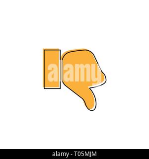 Thumb down vector icon. Style is flat symbol, orange color, rounded angles, white background Stock Vector