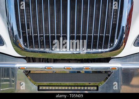Detail of the front end of a modern transport truck Stock Photo