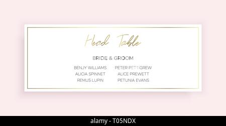 Head Table Bride and groom template. Pink color Stock Vector