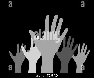 Hands with open palms extended upwards, simple flat design Stock Vector