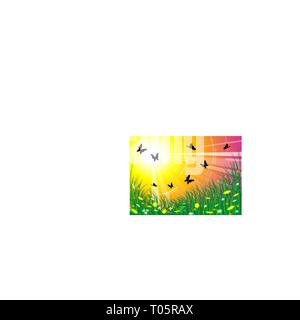 Spring meadow with flowers and butterflies Stock Vector Image & Art - Alamy