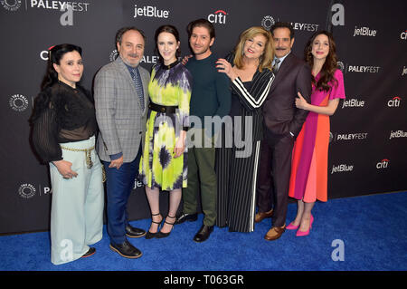 Los Angeles, USA. 15th Mar, 2019. Alex Borstein, Kevin Pollak, Rachel Brosnahan, Michael Zegen, Caroline Aaron, Tony Shalhoub and Marin Hinkle screening the Amazon Prime Video series 'The Marvelous Mrs. Maisel' at the 36th Paleyfest 2019 at the Dolby Theater, Hollywood. Los Angeles, 15.03.2019 | usage worldwide Credit: dpa picture alliance/Alamy Live News Stock Photo