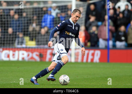 London, UK. 17th Mar, 2019. Jed Wallace of Millwall in action. The Emirates FA Cup quarter-final match, Millwall v Brighton & Hove Albion at the Den in London on Sunday 17th March 2019.  this image may only be used for Editorial purposes. Editorial use only, license required for commercial use. No use in betting, games or a single club/league/player publications. pic by Steffan Bowen/Andrew Orchard sports photography/Alamy Live news Credit: Andrew Orchard sports photography/Alamy Live News