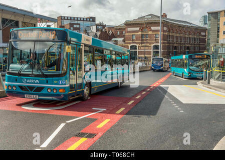 Queens Sqaure bus station in Roe street Liverpool. Stock Photo