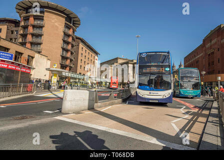 Queens Sqaure bus station in Roe street Liverpool. Stock Photo