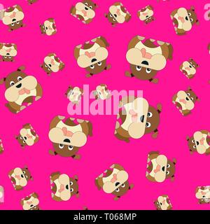 Seamless pattern of dogs. Vector illustration in cartoon style on a colored background. Stock Vector