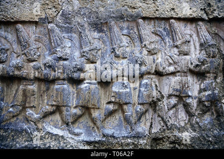 Carving of the Gods at the Hittite sanctuary of Yazilikaya in Turkey ...