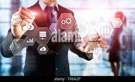 Technology infrastructure cloud technology and communication. people. Stock Photo