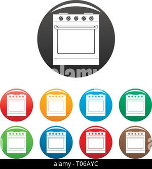 New oven icons set 9 color vector isolated on white for any design Stock Vector