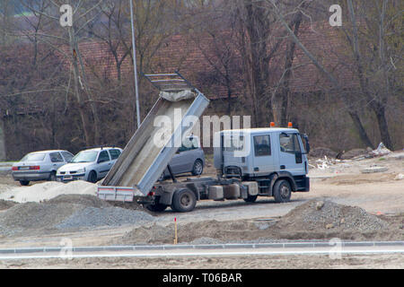 truck site construction tip dump building alamy unloads dumper