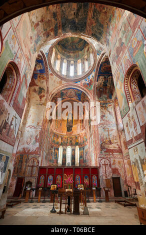 Pictures & images of the Byzantine mosaics and frescoes in the interior of the Gelati Georgian Orthodox Church of the Virgin, 1106. The medieval Gelat Stock Photo