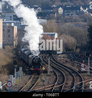 Steam Locomotive 'Tornado' Waiting Outside Aberdeen Station on the Inaugural Run for The Aberdonian Railtour from Edinburgh to Aberdeen on 14 March 19 Stock Photo