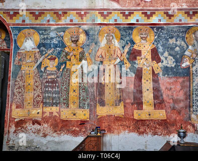 Pictures & images of the Byzantine fresco panels on the north wall of the Gelati Georgian Orthodox Church of the Virgin, 1106, depicting scenes from l Stock Photo