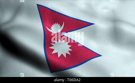 Nepal Waving Flag in 3D Stock Photo