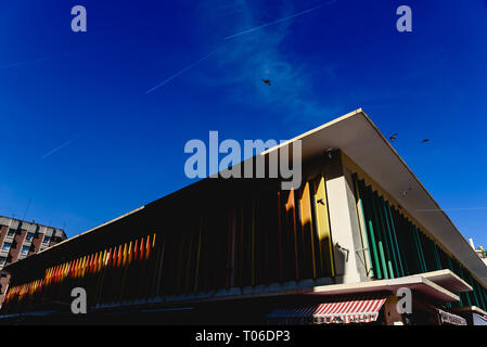 Valencia, Spain - March 16, 2019: Facade of the Ruzafa market, in the populous and popular neighborhood of Valencia. Stock Photo