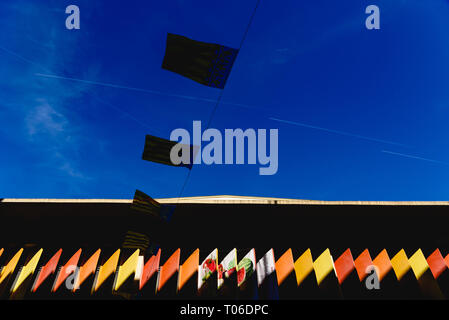 Valencia, Spain - March 16, 2019: Facade of the Ruzafa market, in the populous and popular neighborhood of Valencia. Stock Photo