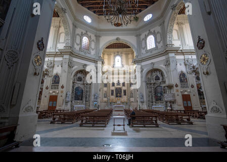 Lecce, Puglia, Italy - Inside interior of the S.Giovanni Battista church (Basilica di S. Giovanni Battista) in Lecce, a region of Apulia Stock Photo