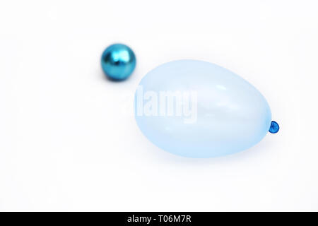 Photo of blue balloons. Isolated on the white background. Stock Photo
