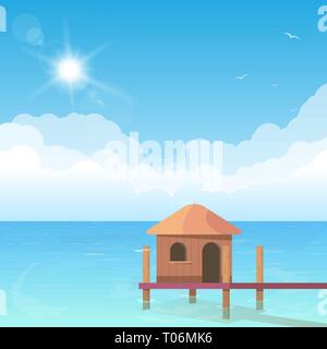 Bungalow on water Stock Vector