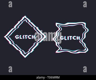 Glitch square banner Stock Vector