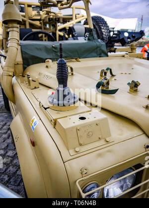 Military desert Land Rover Defender, British Army Stock Photo