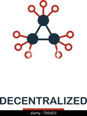 Decentralized icon. Creative two colors design from crypto currency icons collection. Simple pictogram decentralized icon for web design, apps, softwa Stock Vector