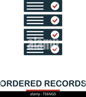 Ordered Records icon. Creative two colors design from crypto currency icons collection. Simple pictogram ordered records icon for web design, apps, so Stock Vector