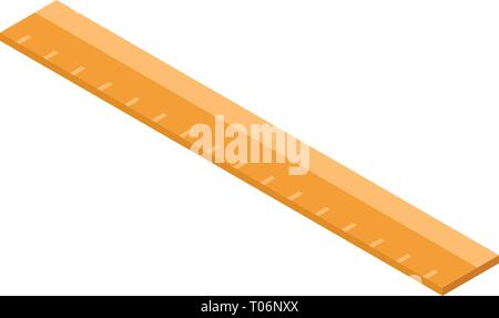 Wood ruler icon, isometric style Stock Vector