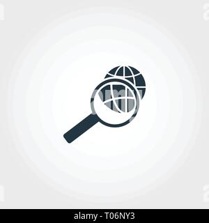 Global Search icon. Creative monochrome Global Search icon for web design, apps, software, printing. Stock Vector