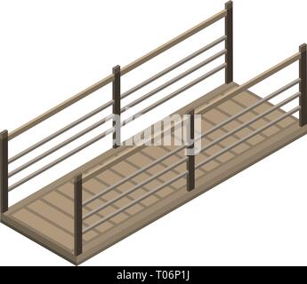 Wood bridge icon, isometric style Stock Vector