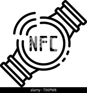 Nfc smart watch icon, outline style Stock Vector