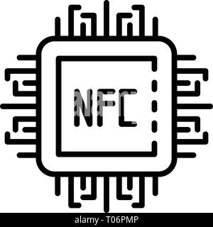Nfc processor icon, outline style Stock Vector