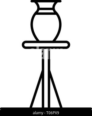 Jug on potter stand icon, outline style Stock Vector