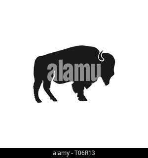 Bison icon silhouette. Retro letterpress effect. Buffalo symbol with ...