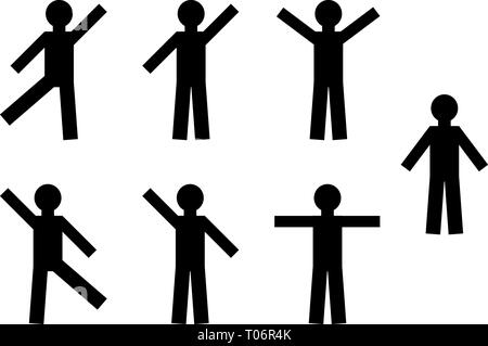 human movement. dancing people. Simple vector black silhouette of a man. Stock Vector