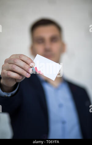 Businessmen holding empty cards by hand on a white background Stock Photo