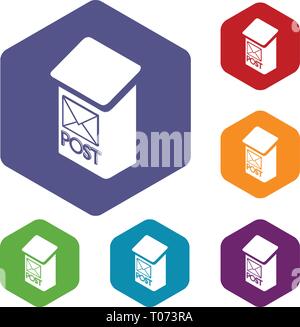 Apartment post box icons vector hexahedron Stock Vector