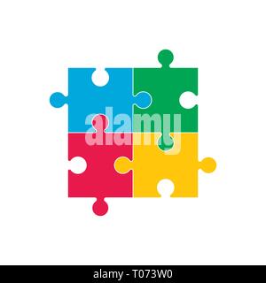 Simple puzzle icon. Vector illustration, flat design. Stock Vector