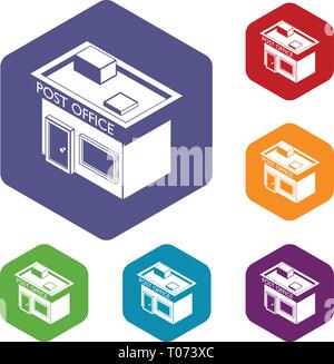 Post office icons vector hexahedron Stock Vector