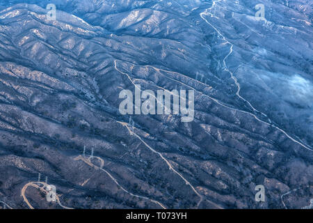 Aerial landscape photography: Whimsical pattern of mountains in Southern California Stock Photo