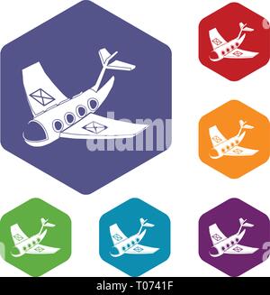 Air post delivery icons vector hexahedron Stock Vector