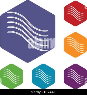 Postal lines icons vector hexahedron Stock Vector