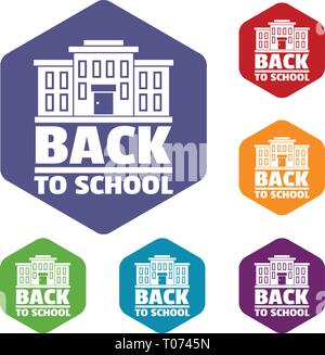 Back to school icons vector hexahedron Stock Vector