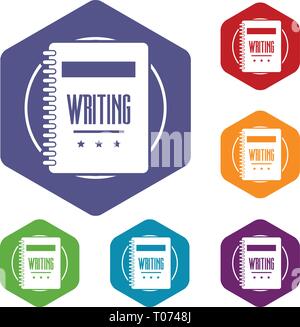 Notebook icons vector hexahedron Stock Vector
